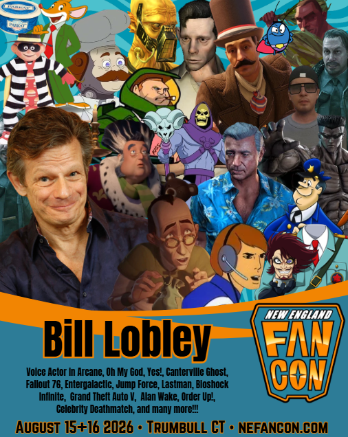 image of Bill Lobley with backdrop of works