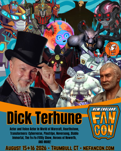 image of Dick Terhune with backdrop of comic works