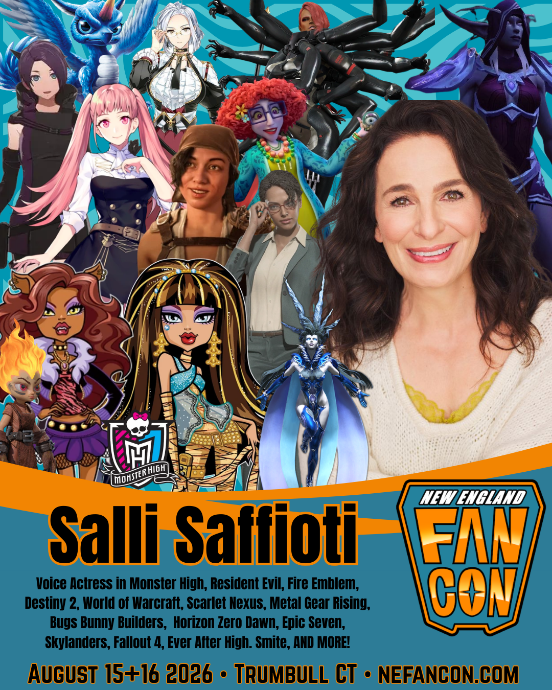 image of Salli Saffioti with backdrop of works